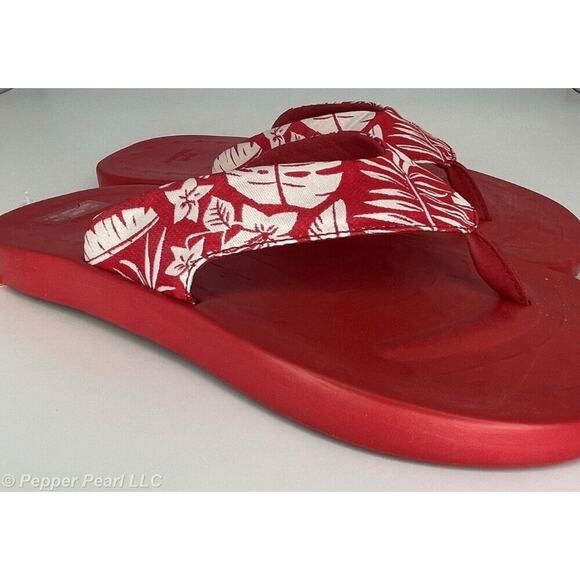 FLIP FLOP Thong Sandals Men's Size 9 Red Soft Science Waterfall Palm - Picture 3 of 6